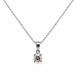 Pre Owned 18ct White Gold Diamond Pendant and Chain ZC109